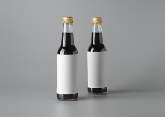 Mini wine bottle on grey background for print design and mock up,Blank Label