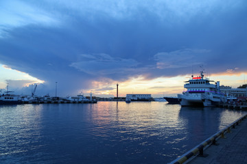 a beautiful sunset in the marina of Sochi