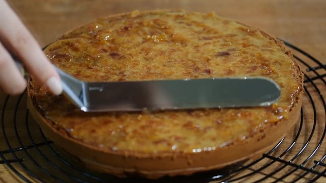 A stage of cooking cake.