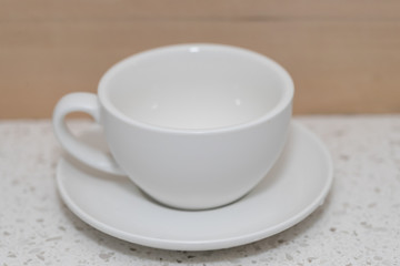 White coffee cup on the table -  - Image