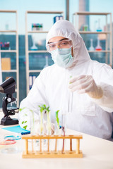 Male biotechnology scientist chemist working in the lab