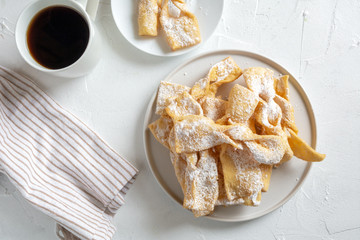 Faworki, Chrusty, Angel Wings - traditional Polish pastries served during Carnival Fat Thursday, just befor Lent.