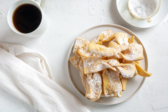 Faworki, Chrusty, Angel Wings - traditional Polish pastries served during Carnival Fat Thursday, just befor Lent.