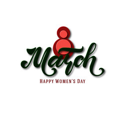 March 8. Postcard. Women's Day. Paper cut holiday background. Lettering. Trendy design template. Happy mother's day. Vector