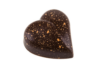 Chocolate candy in shape of heart isolated on white background with clipping path