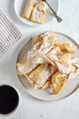 Faworki, Chrusty, Angel Wings - traditional Polish pastries served during Carnival Fat Thursday, just befor Lent.