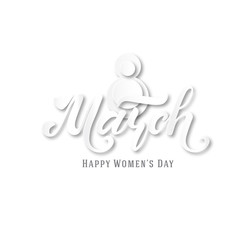 March 8. Postcard. Women's Day. Paper cut holiday background. Lettering. Trendy design template. Happy mother's day. Vector