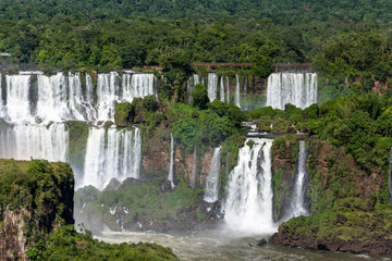 Amazing view of Iguazu Falls, one of the new seven wonders of the world, on the border with Brazil and Argentina.