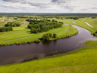 Fototapeta na wymiar Gulf meadows in the floodplain of the Oka River, Russia