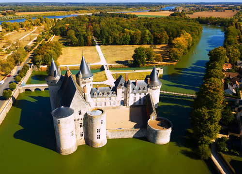 Aerial view of Chateau de Sully-sur-Loire