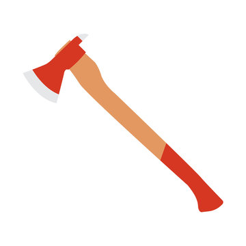 Fire fighter axe icon. Flat illustration