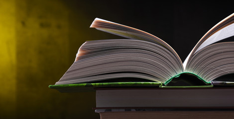 Composition with open book on the table