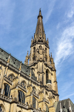 City views of the state capital Linz Austria with churches, cathedral, mountain P&ouml;hlberg