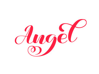 Angel brush lettering for clothes or poster. Vector illustration