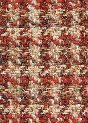 Handwoven woolen fabric with pattern in brown and beige