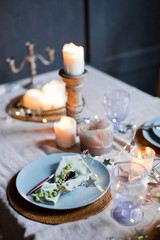 table setting with candles