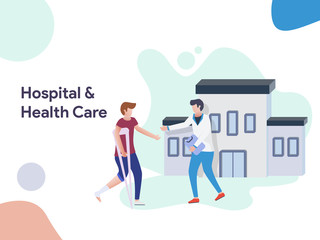 Hospital and Health Care illustration. Modern flat design style for website and mobile website.Vector illustration