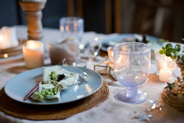 table setting with candles