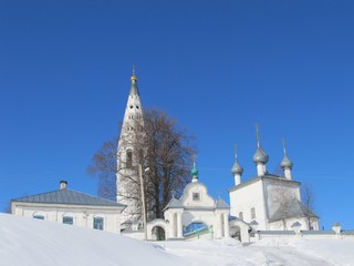 church, architecture, russia, religion, winter, cathedral, snow, building, orthodox, temple, monastery, tower, cross, sky, blue, dome, city, white, orthodoxy, history, travel, old, faith, bell, europe