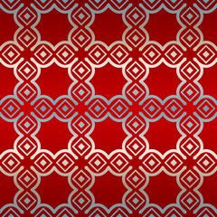 Vector Illustration. Pattern With Geometric Ornament, Decorative Border. Design For Print Fabric. Red silver color