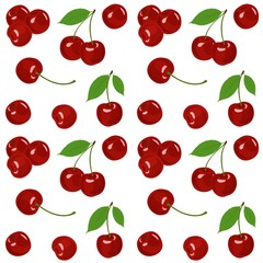 Cherry Raster illustration. Cherry background. Seamless pattern. © abrakadabra