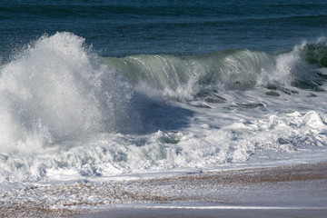 Foamy Atlantic ocean water, Portugal coast.