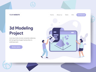 Landing page template of 3D Printing Modeling Illustration Concept. Isometric flat design concept of web page design for website and mobile website.Vector illustration