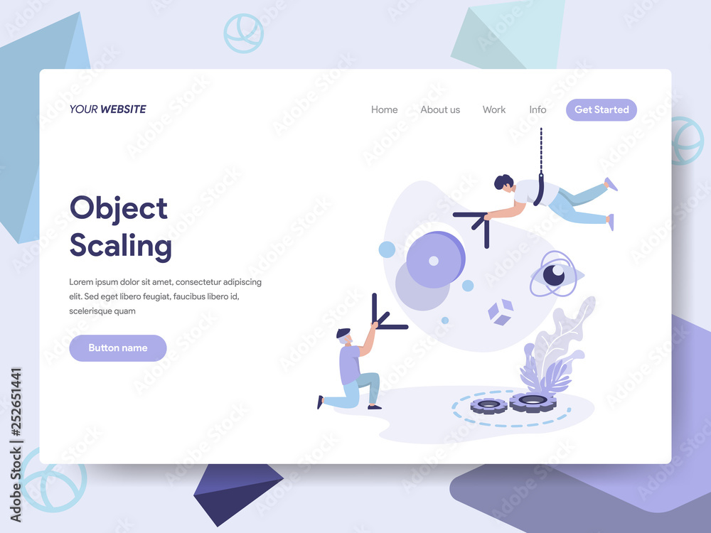 Poster landing page template of 3d scale modification illustration concept. isometric flat design concept o