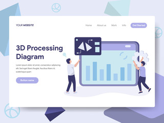 Landing page template of 3d Processing Diagram Illustration Concept. Isometric flat design concept of web page design for website and mobile website.Vector illustration