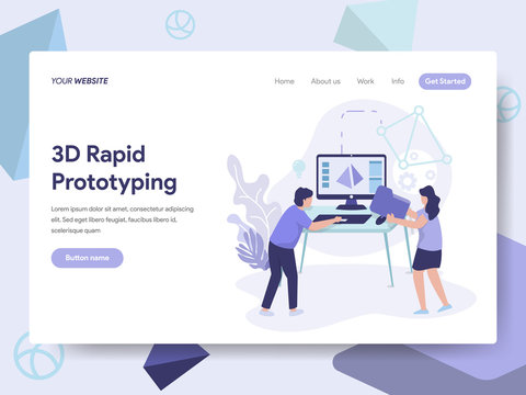 Landing page template of 3d Rapid Prototyping Illustration Concept. Isometric flat design concept of web page design for website and mobile website.Vector illustration
