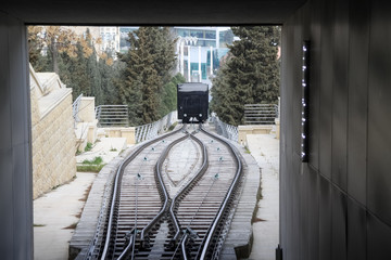 funicular to the mountain in Baku