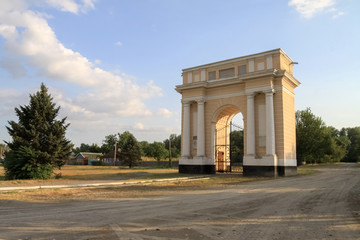 Ancient Russian gate in the village