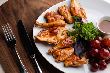 Chicken cooked in wine