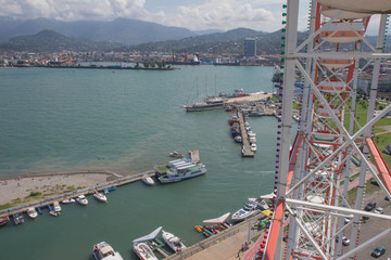 fragment A colourful ferris wheel. View From Ferris wheel Of Embankment Of The Georgian Resort Town