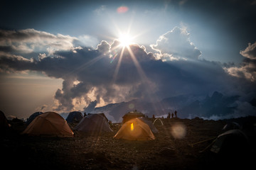 Fototapeta na wymiar Shira Camp at Machame Route, Kilimanjaro National Park, Tanzania