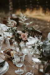 Table with flowers on a wedding