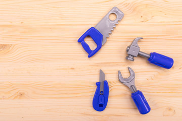 set of joiner's tools on woodenl background