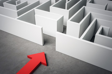 Creative labyrinth with arrow