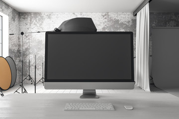 Designer desktop with computer