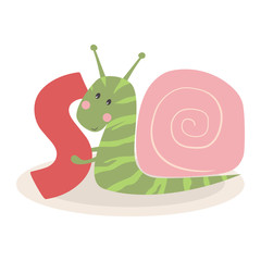 cute animal alphabet with snail