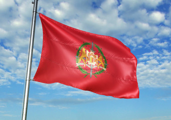 Valladolid province of Spain flag waving sky background 3D illustration