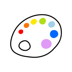 Colorful rainbow palette hand drawn illustration in cartoon style