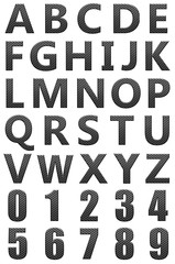 Set of Cabon fiber english alphabet, isolated on white background