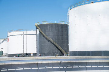 Huge bulk storage tanks.