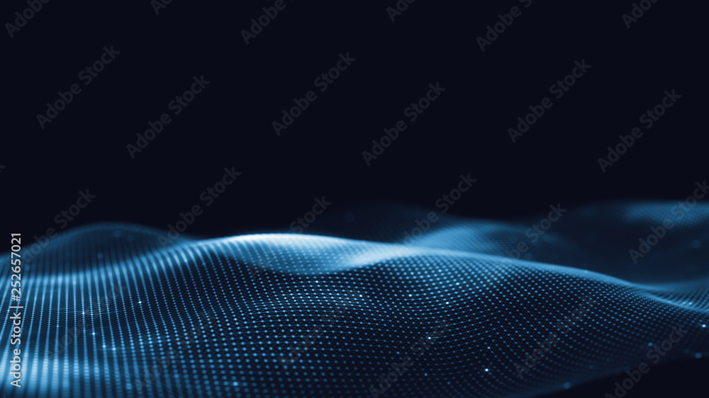 Poster 3d abstract digital technology background. futuristic sci-fi user interface concept with gradient do