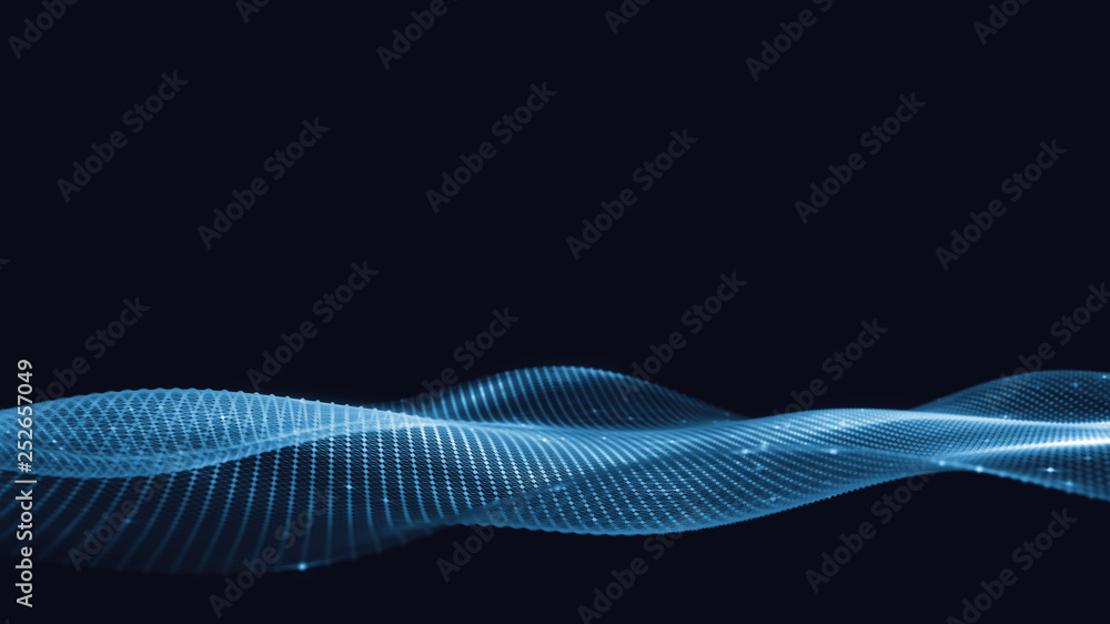 Poster 3d abstract digital technology background. futuristic sci-fi user interface concept with gradient do