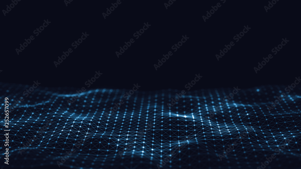 Poster 3d abstract digital technology background. futuristic sci-fi user interface concept with gradient do