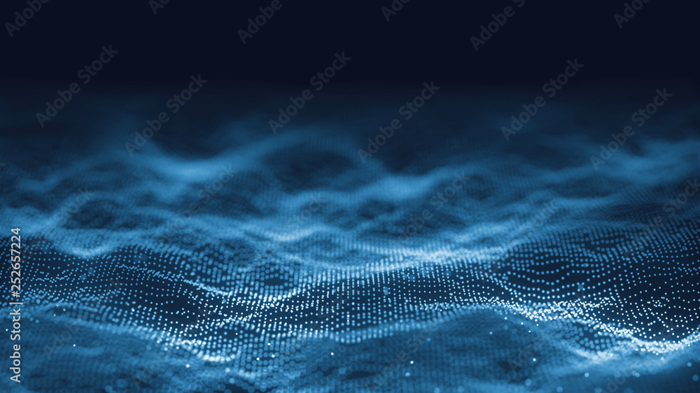 Poster 3d abstract digital technology background. futuristic sci-fi user interface concept with gradient do