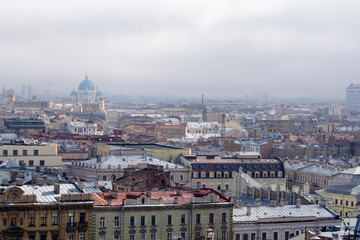 Obraz premium View of buildings, streets, bridges, rivers and canals of St. Petersburg, Russia.