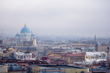 Fototapeta na wymiar View of buildings, streets, bridges, rivers and canals of St. Petersburg, Russia.